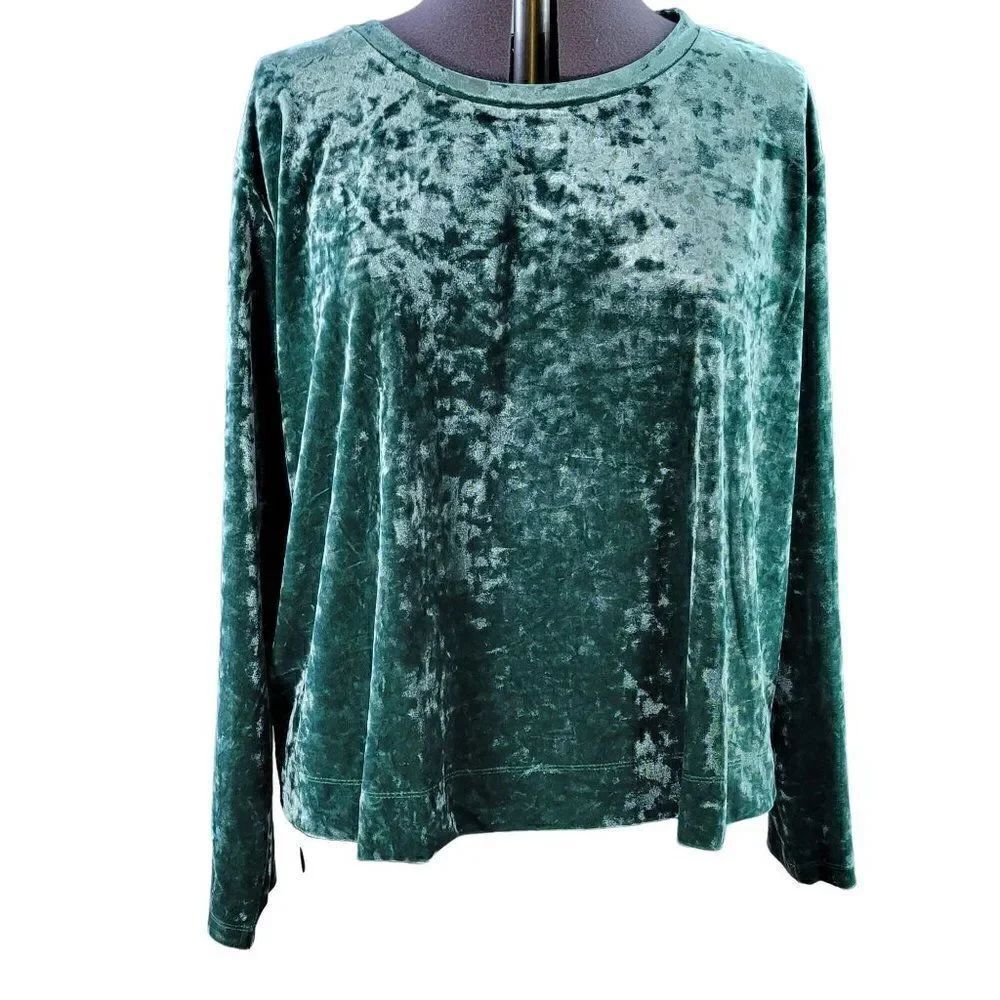Ava & Viv Green Velvet Cropped Top Sz 3X